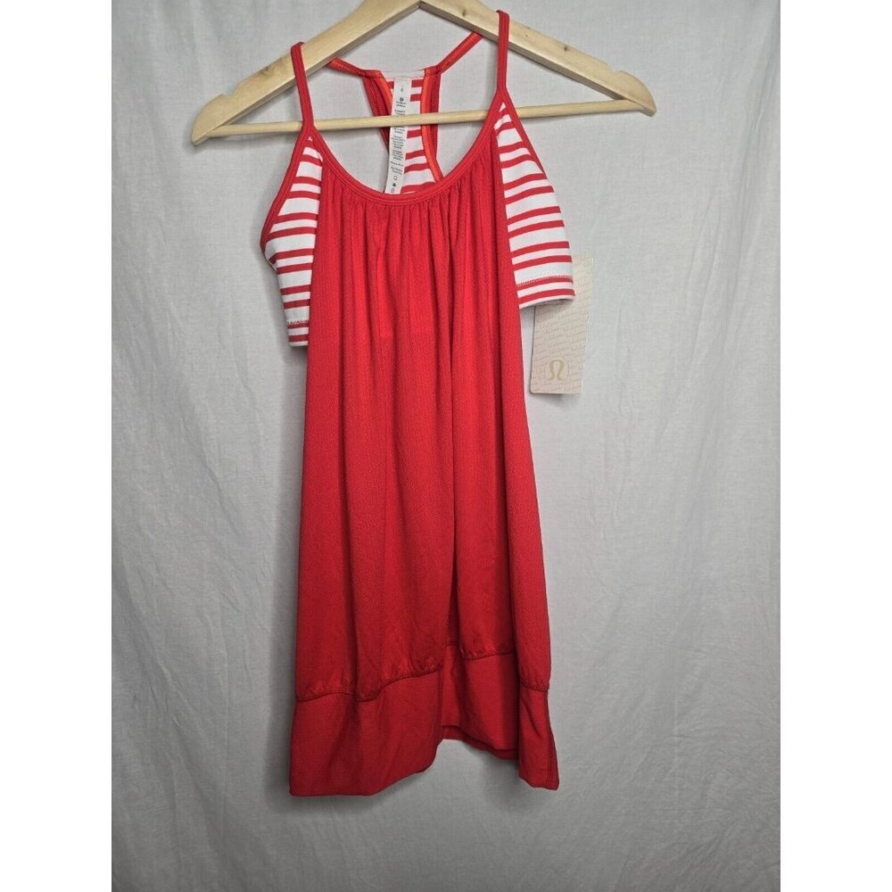 Lululemon No Limits TankLove Red / Twin Stripe Love Red- SIZE 6- NEW with Tags